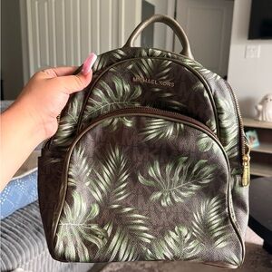 Michael Kors Green Palm Leaf Backpack